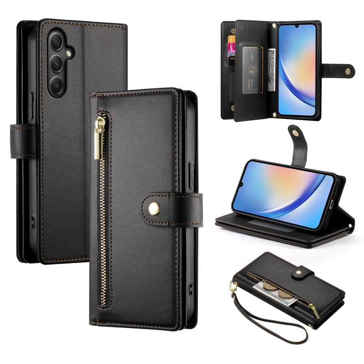Portafoglio con cerniera e nove scomparti per carte di credito, custodia in pelle per telefono, For Samsung Galaxy A34 5G, For Samsung Galaxy A54 5G, For Samsung Galaxy A13 5G / 4G, For Samsung Galaxy A04s / A04 / M13
