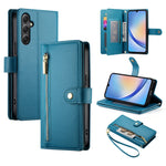 Portafoglio con cerniera e nove scomparti per carte di credito, custodia in pelle per telefono, For Samsung Galaxy A34 5G, For Samsung Galaxy A54 5G, For Samsung Galaxy A13 5G / 4G, For Samsung Galaxy A04s / A04 / M13