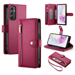 Portafoglio con cerniera e nove scomparti per carte di credito, custodia in pelle per telefono, For Samsung Galaxy A55, For Samsung Galaxy A35, For Samsung Galaxy A15, For Samsung Galaxy A05