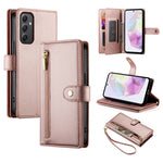 Portafoglio con cerniera e nove scomparti per carte di credito, custodia in pelle per telefono, For Samsung Galaxy A55, For Samsung Galaxy A35, For Samsung Galaxy A15, For Samsung Galaxy A05