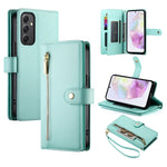 Portafoglio con cerniera e nove scomparti per carte di credito, custodia in pelle per telefono, For Samsung Galaxy A55, For Samsung Galaxy A35, For Samsung Galaxy A15, For Samsung Galaxy A05