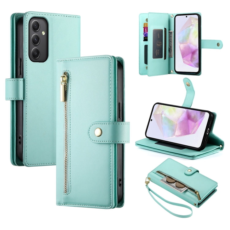 Portafoglio con cerniera e nove scomparti per carte di credito, custodia in pelle per telefono, For Samsung Galaxy A55, For Samsung Galaxy A35, For Samsung Galaxy A15, For Samsung Galaxy A05