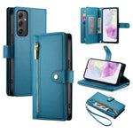 Portafoglio con cerniera e nove scomparti per carte di credito, custodia in pelle per telefono, For Samsung Galaxy A55, For Samsung Galaxy A35, For Samsung Galaxy A15, For Samsung Galaxy A05