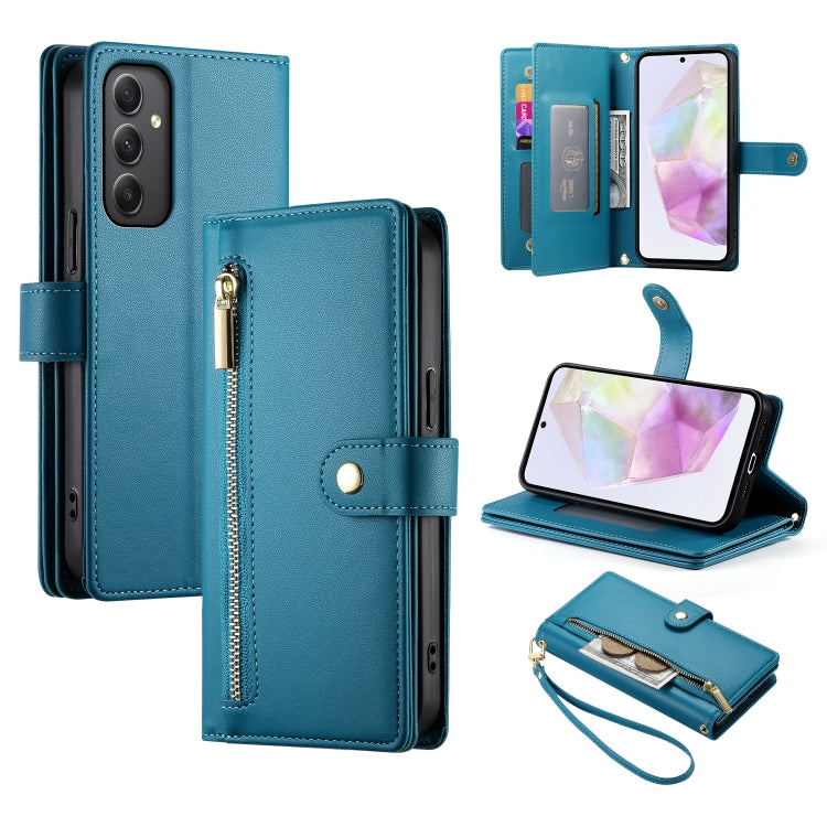 Portafoglio con cerniera e nove scomparti per carte di credito, custodia in pelle per telefono, For Samsung Galaxy A55, For Samsung Galaxy A35, For Samsung Galaxy A15, For Samsung Galaxy A05
