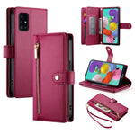 Portafoglio con cerniera e nove scomparti per carte di credito, custodia in pelle per telefono, For Samsung Galaxy A32 5G, For Samsung Galaxy A71 4G, For Samsung Galaxy A51 4G / M40s