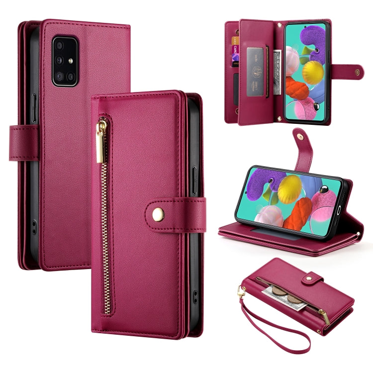 Portafoglio con cerniera e nove scomparti per carte di credito, custodia in pelle per telefono, For Samsung Galaxy A32 5G, For Samsung Galaxy A71 4G, For Samsung Galaxy A51 4G / M40s
