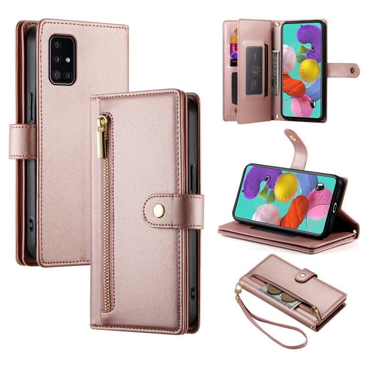 Portafoglio con cerniera e nove scomparti per carte di credito, custodia in pelle per telefono, For Samsung Galaxy A32 5G, For Samsung Galaxy A71 4G, For Samsung Galaxy A51 4G / M40s
