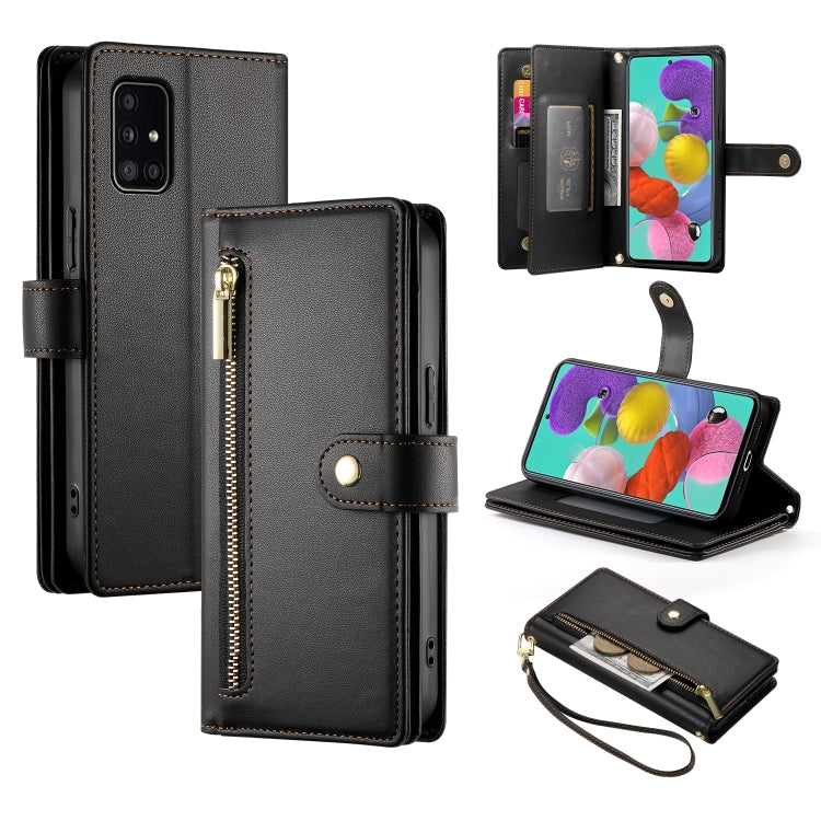 Portafoglio con cerniera e nove scomparti per carte di credito, custodia in pelle per telefono, For Samsung Galaxy A32 5G, For Samsung Galaxy A71 4G, For Samsung Galaxy A51 4G / M40s
