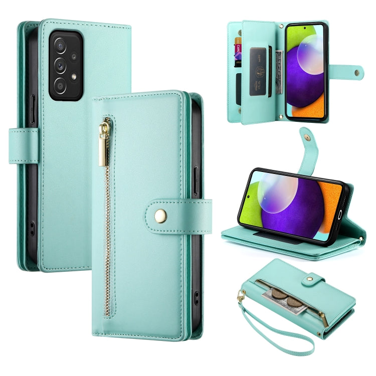 Portafoglio con cerniera e nove scomparti per carte di credito, custodia in pelle per telefono, For Samsung Galaxy A22 5G / F42 5G, For Samsung Galaxy A53 5G, For Samsung Galaxy A73 5G, For Samsung Galaxy A52 5G / 4G / A52s