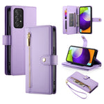 Portafoglio con cerniera e nove scomparti per carte di credito, custodia in pelle per telefono, For Samsung Galaxy A22 5G / F42 5G, For Samsung Galaxy A53 5G, For Samsung Galaxy A73 5G, For Samsung Galaxy A52 5G / 4G / A52s
