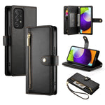 Portafoglio con cerniera e nove scomparti per carte di credito, custodia in pelle per telefono, For Samsung Galaxy A22 5G / F42 5G, For Samsung Galaxy A53 5G, For Samsung Galaxy A73 5G, For Samsung Galaxy A52 5G / 4G / A52s