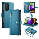 Portafoglio con cerniera e nove scomparti per carte di credito, custodia in pelle per telefono, For Samsung Galaxy A22 5G / F42 5G, For Samsung Galaxy A53 5G, For Samsung Galaxy A73 5G, For Samsung Galaxy A52 5G / 4G / A52s