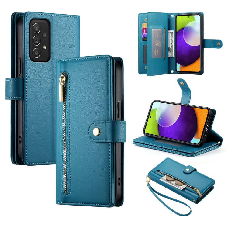 Portafoglio con cerniera e nove scomparti per carte di credito, custodia in pelle per telefono, For Samsung Galaxy A22 5G / F42 5G, For Samsung Galaxy A53 5G, For Samsung Galaxy A73 5G, For Samsung Galaxy A52 5G / 4G / A52s