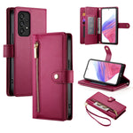 Portafoglio con cerniera e nove scomparti per carte di credito, custodia in pelle per telefono, For Samsung Galaxy A22 5G / F42 5G, For Samsung Galaxy A53 5G, For Samsung Galaxy A73 5G, For Samsung Galaxy A52 5G / 4G / A52s