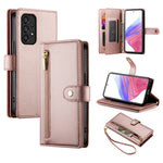 Portafoglio con cerniera e nove scomparti per carte di credito, custodia in pelle per telefono, For Samsung Galaxy A22 5G / F42 5G, For Samsung Galaxy A53 5G, For Samsung Galaxy A73 5G, For Samsung Galaxy A52 5G / 4G / A52s