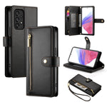 Portafoglio con cerniera e nove scomparti per carte di credito, custodia in pelle per telefono, For Samsung Galaxy A22 5G / F42 5G, For Samsung Galaxy A53 5G, For Samsung Galaxy A73 5G, For Samsung Galaxy A52 5G / 4G / A52s