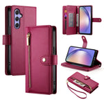 Portafoglio con cerniera e nove scomparti per carte di credito, custodia in pelle per telefono, For Samsung Galaxy A34 5G, For Samsung Galaxy A54 5G, For Samsung Galaxy A13 5G / 4G, For Samsung Galaxy A04s / A04 / M13
