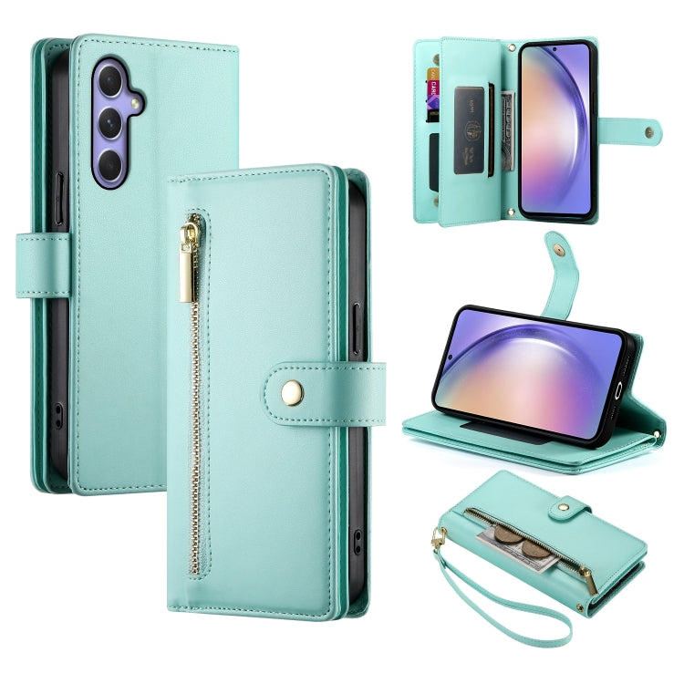 Portafoglio con cerniera e nove scomparti per carte di credito, custodia in pelle per telefono, For Samsung Galaxy A34 5G, For Samsung Galaxy A54 5G, For Samsung Galaxy A13 5G / 4G, For Samsung Galaxy A04s / A04 / M13