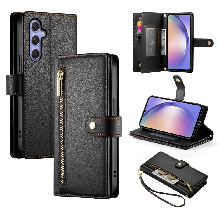 Portafoglio con cerniera e nove scomparti per carte di credito, custodia in pelle per telefono, For Samsung Galaxy A34 5G, For Samsung Galaxy A54 5G, For Samsung Galaxy A13 5G / 4G, For Samsung Galaxy A04s / A04 / M13