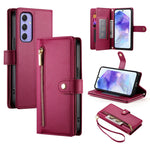 Portafoglio con cerniera e nove scomparti per carte di credito, custodia in pelle per telefono, For Samsung Galaxy A55, For Samsung Galaxy A35, For Samsung Galaxy A15, For Samsung Galaxy A05