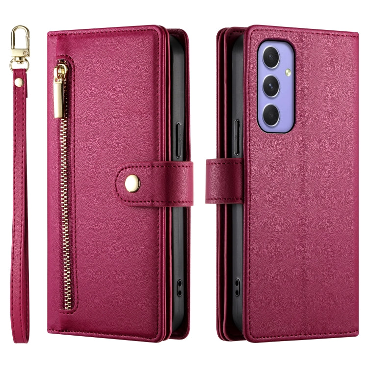 Portafoglio con cerniera e nove scomparti per carte di credito, custodia in pelle per telefono, For Samsung Galaxy A55, For Samsung Galaxy A35, For Samsung Galaxy A15, For Samsung Galaxy A05