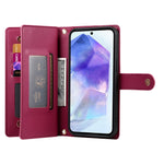 Portafoglio con cerniera e nove scomparti per carte di credito, custodia in pelle per telefono, For Samsung Galaxy A55, For Samsung Galaxy A35, For Samsung Galaxy A15, For Samsung Galaxy A05