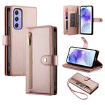 Portafoglio con cerniera e nove scomparti per carte di credito, custodia in pelle per telefono, For Samsung Galaxy A55, For Samsung Galaxy A35, For Samsung Galaxy A15, For Samsung Galaxy A05