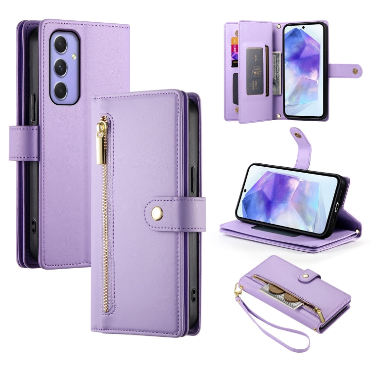 Portafoglio con cerniera e nove scomparti per carte di credito, custodia in pelle per telefono, For Samsung Galaxy A55, For Samsung Galaxy A35, For Samsung Galaxy A15, For Samsung Galaxy A05