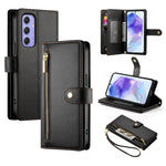 Portafoglio con cerniera e nove scomparti per carte di credito, custodia in pelle per telefono, For Samsung Galaxy A55, For Samsung Galaxy A35, For Samsung Galaxy A15, For Samsung Galaxy A05