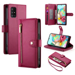 Portafoglio con cerniera e nove scomparti per carte di credito, custodia in pelle per telefono, For Samsung Galaxy A32 5G, For Samsung Galaxy A71 4G, For Samsung Galaxy A51 4G / M40s