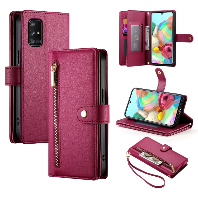 Portafoglio con cerniera e nove scomparti per carte di credito, custodia in pelle per telefono, For Samsung Galaxy A32 5G, For Samsung Galaxy A71 4G, For Samsung Galaxy A51 4G / M40s