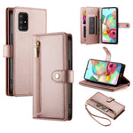 Portafoglio con cerniera e nove scomparti per carte di credito, custodia in pelle per telefono, For Samsung Galaxy A32 5G, For Samsung Galaxy A71 4G, For Samsung Galaxy A51 4G / M40s