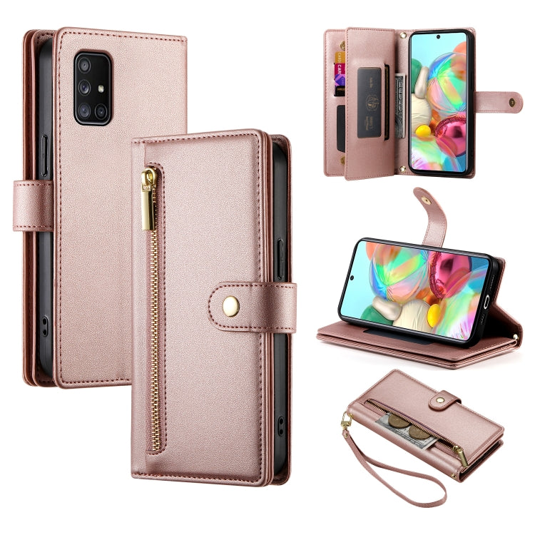 Portafoglio con cerniera e nove scomparti per carte di credito, custodia in pelle per telefono, For Samsung Galaxy A32 5G, For Samsung Galaxy A71 4G, For Samsung Galaxy A51 4G / M40s