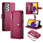 Portafoglio con cerniera e nove scomparti per carte di credito, custodia in pelle per telefono, For Samsung Galaxy A22 4G, For Samsung Galaxy A32 4G, For Samsung Galaxy A72 5G / 4G, For Samsung Galaxy A12 / M12