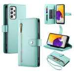 Portafoglio con cerniera e nove scomparti per carte di credito, custodia in pelle per telefono, For Samsung Galaxy A22 4G, For Samsung Galaxy A32 4G, For Samsung Galaxy A72 5G / 4G, For Samsung Galaxy A12 / M12