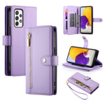Portafoglio con cerniera e nove scomparti per carte di credito, custodia in pelle per telefono, For Samsung Galaxy A22 4G, For Samsung Galaxy A32 4G, For Samsung Galaxy A72 5G / 4G, For Samsung Galaxy A12 / M12