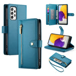 Portafoglio con cerniera e nove scomparti per carte di credito, custodia in pelle per telefono, For Samsung Galaxy A22 4G, For Samsung Galaxy A32 4G, For Samsung Galaxy A72 5G / 4G, For Samsung Galaxy A12 / M12