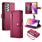 Portafoglio con cerniera e nove scomparti per carte di credito, custodia in pelle per telefono, For Samsung Galaxy A22 5G / F42 5G, For Samsung Galaxy A53 5G, For Samsung Galaxy A73 5G, For Samsung Galaxy A52 5G / 4G / A52s