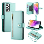 Portafoglio con cerniera e nove scomparti per carte di credito, custodia in pelle per telefono, For Samsung Galaxy A22 5G / F42 5G, For Samsung Galaxy A53 5G, For Samsung Galaxy A73 5G, For Samsung Galaxy A52 5G / 4G / A52s