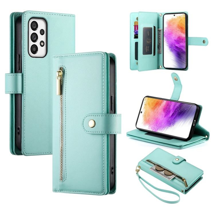 Portafoglio con cerniera e nove scomparti per carte di credito, custodia in pelle per telefono, For Samsung Galaxy A22 5G / F42 5G, For Samsung Galaxy A53 5G, For Samsung Galaxy A73 5G, For Samsung Galaxy A52 5G / 4G / A52s