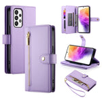 Portafoglio con cerniera e nove scomparti per carte di credito, custodia in pelle per telefono, For Samsung Galaxy A22 5G / F42 5G, For Samsung Galaxy A53 5G, For Samsung Galaxy A73 5G, For Samsung Galaxy A52 5G / 4G / A52s