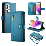 Portafoglio con cerniera e nove scomparti per carte di credito, custodia in pelle per telefono, For Samsung Galaxy A22 5G / F42 5G, For Samsung Galaxy A53 5G, For Samsung Galaxy A73 5G, For Samsung Galaxy A52 5G / 4G / A52s