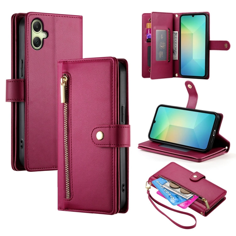 Portafoglio con cerniera e nove scomparti per carte di credito, custodia in pelle per telefono, For Samsung Galaxy A06 / A07 4G, For Samsung Galaxy A36, For Samsung Galaxy A16, For Samsung Galaxy A25