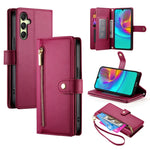Portafoglio con cerniera e nove scomparti per carte di credito, custodia in pelle per telefono, For Samsung Galaxy A06 / A07 4G, For Samsung Galaxy A36, For Samsung Galaxy A16, For Samsung Galaxy A25