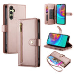 Portafoglio con cerniera e nove scomparti per carte di credito, custodia in pelle per telefono, For Samsung Galaxy A06 / A07 4G, For Samsung Galaxy A36, For Samsung Galaxy A16, For Samsung Galaxy A25