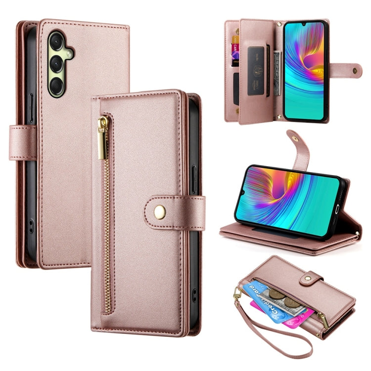 Portafoglio con cerniera e nove scomparti per carte di credito, custodia in pelle per telefono, For Samsung Galaxy A06 / A07 4G, For Samsung Galaxy A36, For Samsung Galaxy A16, For Samsung Galaxy A25