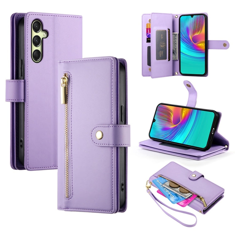 Portafoglio con cerniera e nove scomparti per carte di credito, custodia in pelle per telefono, For Samsung Galaxy A06 / A07 4G, For Samsung Galaxy A36, For Samsung Galaxy A16, For Samsung Galaxy A25