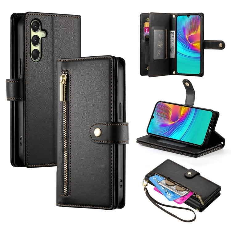 Portafoglio con cerniera e nove scomparti per carte di credito, custodia in pelle per telefono, For Samsung Galaxy A06 / A07 4G, For Samsung Galaxy A36, For Samsung Galaxy A16, For Samsung Galaxy A25