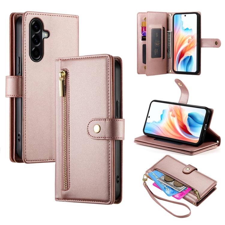 Portafoglio con cerniera e nove scomparti per carte di credito, custodia in pelle per telefono, For Samsung Galaxy A57 5G, For Samsung Galaxy A37 5G, For Galaxy A27 5G, For Samsung Galaxy A26 5G / A16 / A17 4G