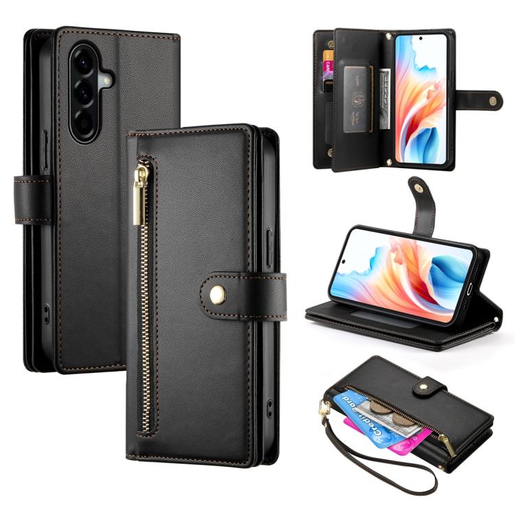 Portafoglio con cerniera e nove scomparti per carte di credito, custodia in pelle per telefono, For Samsung Galaxy A57 5G, For Samsung Galaxy A37 5G, For Galaxy A27 5G, For Samsung Galaxy A26 5G / A16 / A17 4G